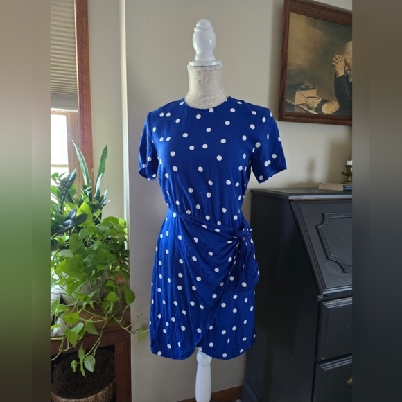 Paris Atelier & Other Stories sz. 0 women's blue White polka dot dress - Picture 3 of 9